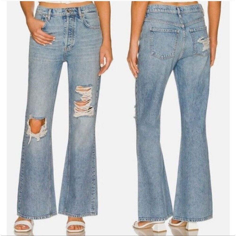 Free People X We The Free  New Dawn Flare Denim Jeans Medium Wash Size 31